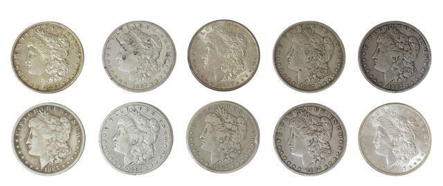 (10) U.S. MORGAN SILVER DOLLARS,