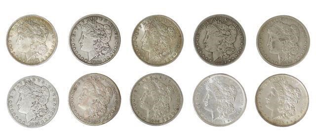 (10) U.S. MORGAN SILVER DOLLARS,