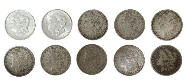 (10) U.S. MORGAN SILVER DOLLARS,