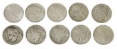 (10) U.S. PEACE SILVER DOLLARS