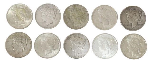 (10) U.S. PEACE SILVER DOLLARS,