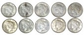 (10) U.S. PEACE SILVER DOLLARS