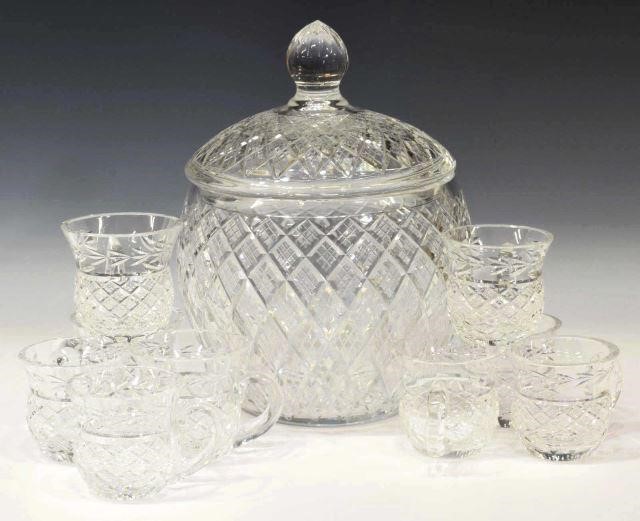 (10) WATERFORD CRYSTAL PUNCH BOWL &