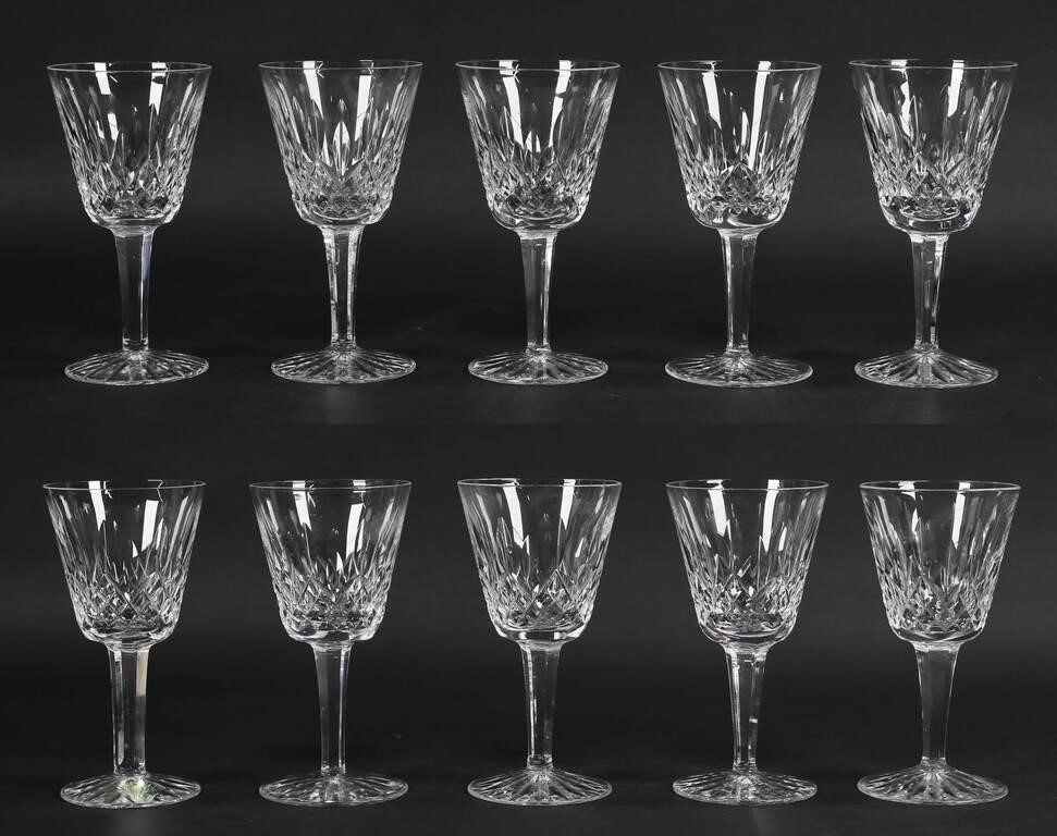 10 WATERFORD LISMORE CRYSTAL CLARET