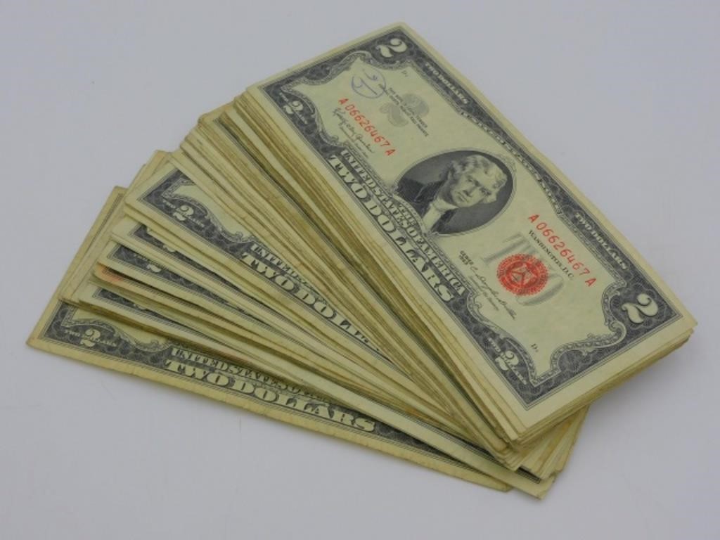 (100) CIRCULATED 1963 $2 BILLS