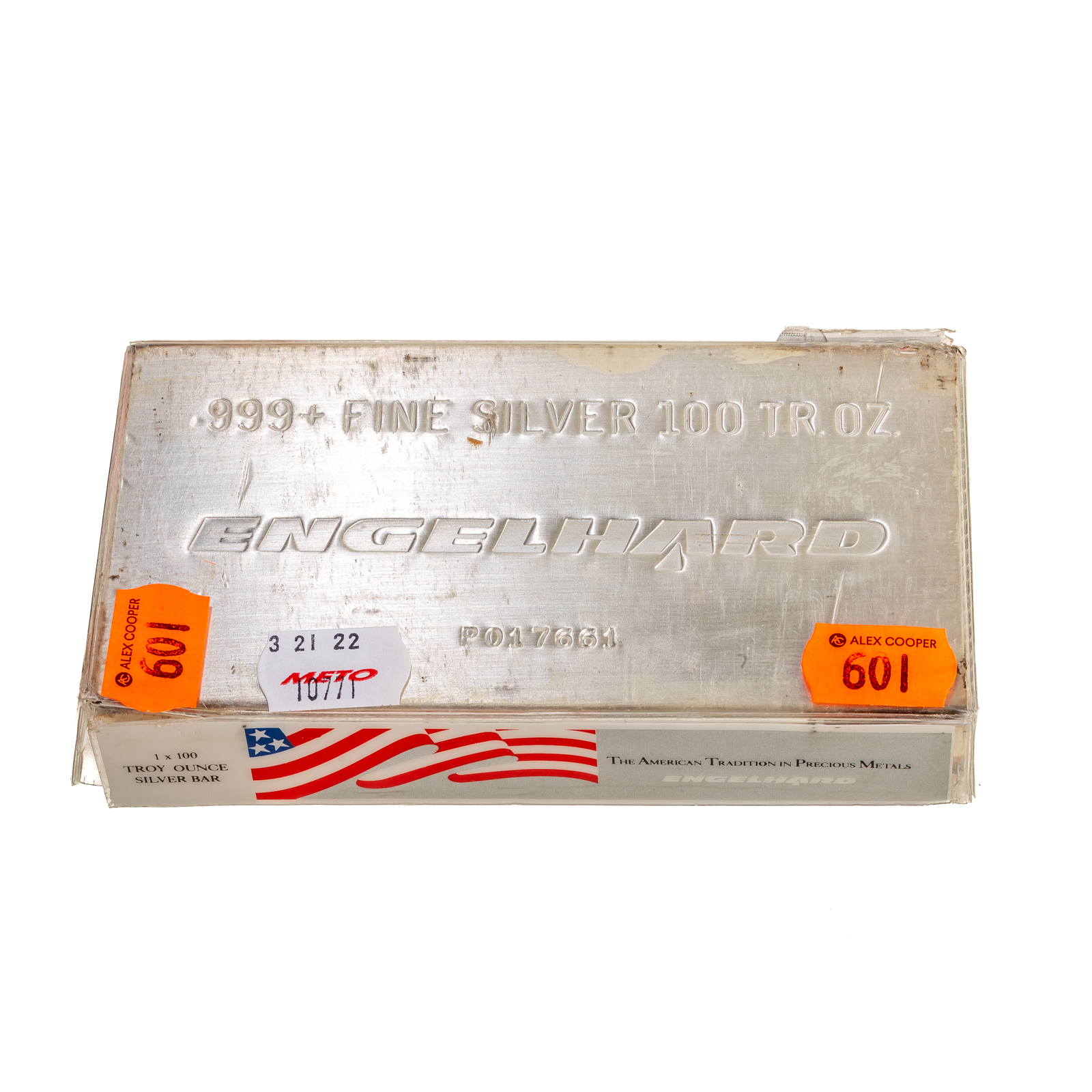 100 OUNCE .999 ENGELHARD SILVER BAR