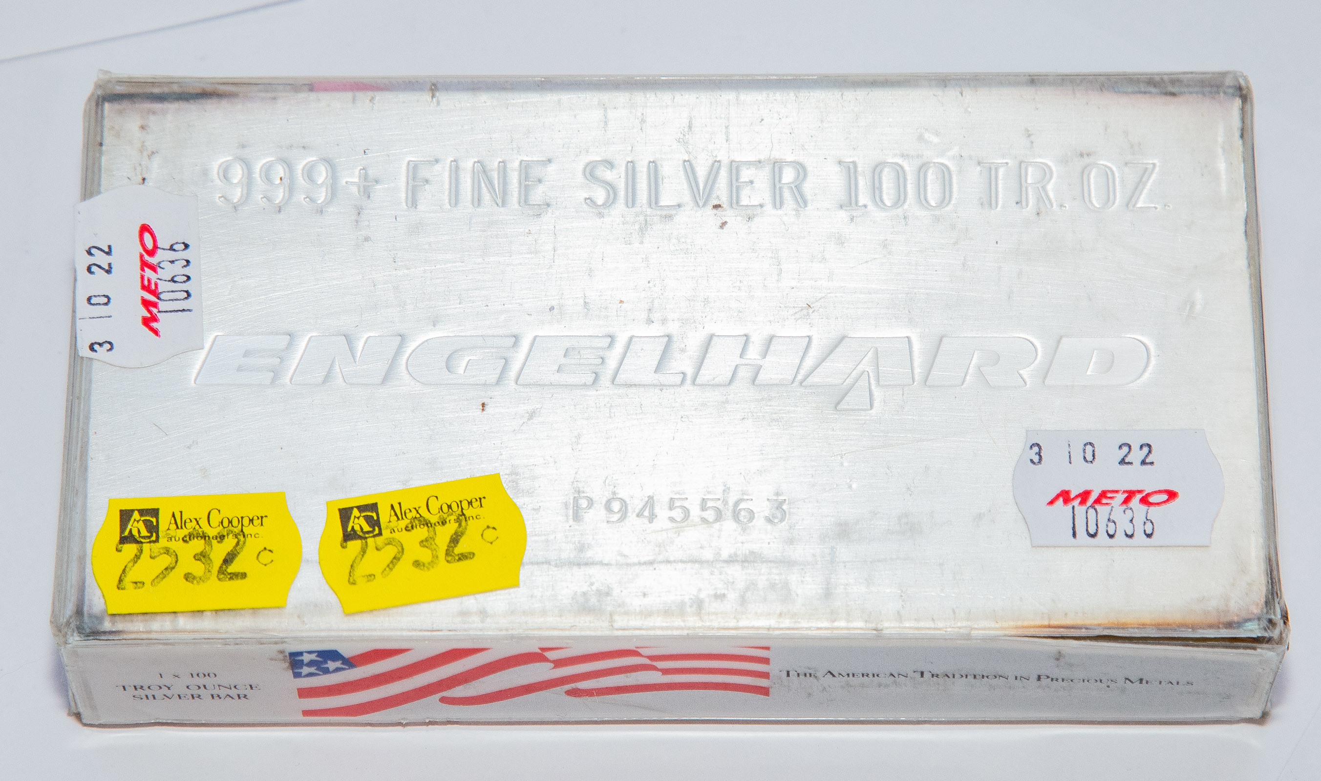 100 OUNCE ENGELHARD .999 SILVER BAR