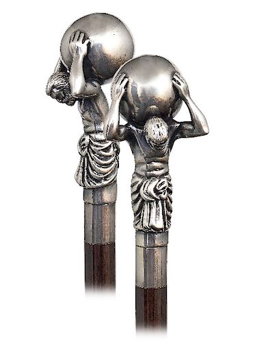 100. SILVER FIGURAL CANE -20ST