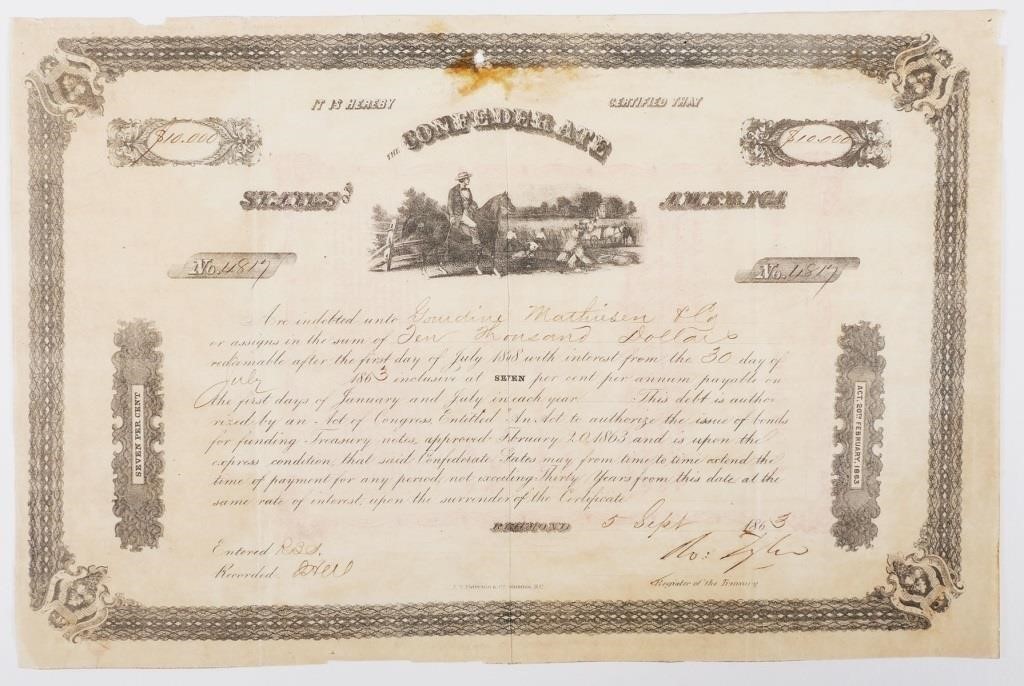$10,000 CONFEDERATE WAR