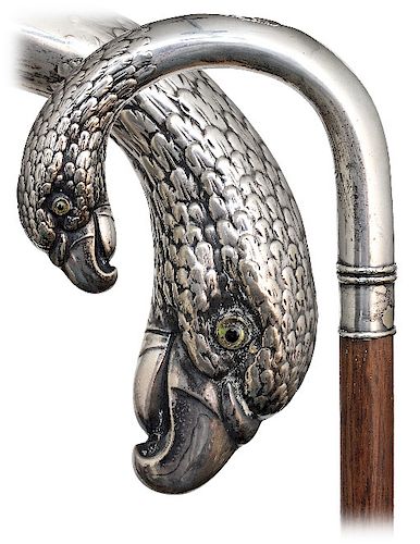 102. SILVER PLATED FIGURAL CANE