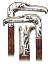 104. SILVER EAGLE HEAD CANE -C