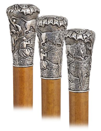 105. SILVER LION HUNTING CANE