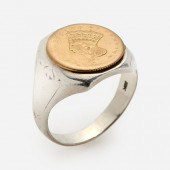 10K RING WITH 1800'S $3 GOLD C