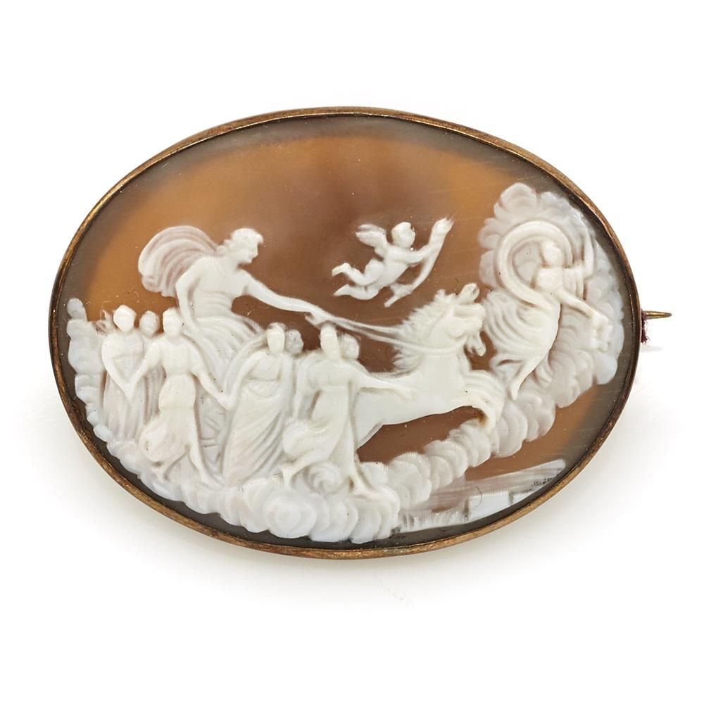 10K ROSE GOLD SHELL CAMEO BROOCH,