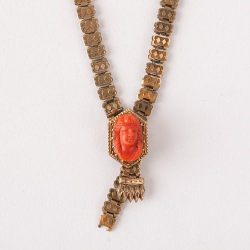 10K VICTORIAN CAMEO NECKLACE, 18"