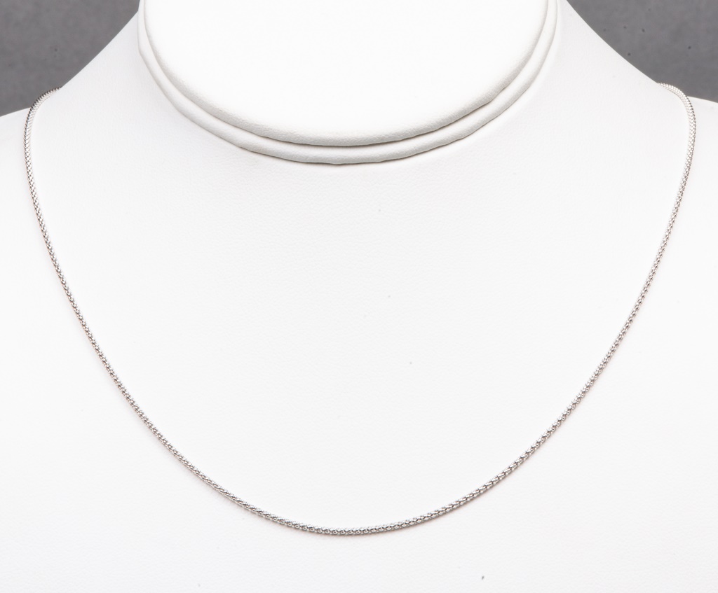 10K WHITE GOLD POPCORN LINK CHAIN
