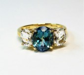 10K YELLOW GOLD AQUA BLUE TOPA