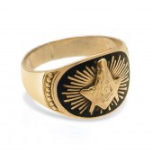 10K YELLOW GOLD BLACK ENAMEL M