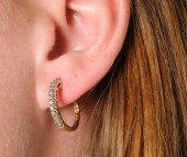 10K YELLOW GOLD & DIAMOND HOOP