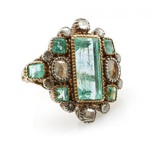 10K YELLOW GOLD, EMERALD AND