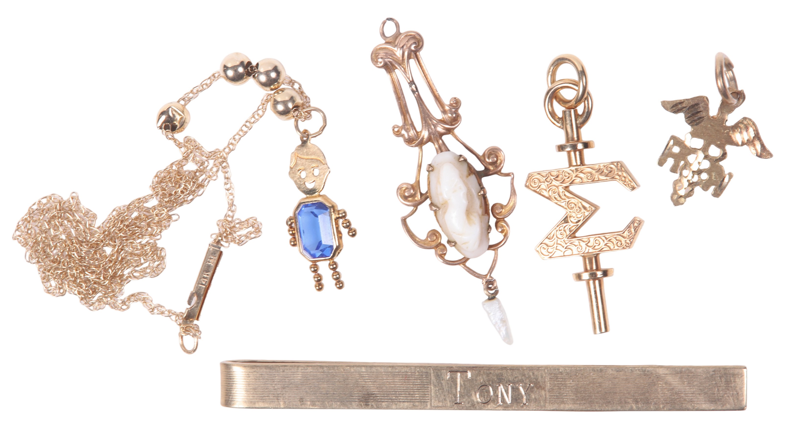 10K Yellow gold jewelry and tie bar