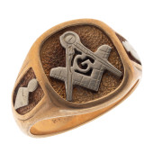 10K YELLOW GOLD MASONIC RING<b