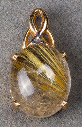 10K YELLOW GOLD RUTILE QUARTZ