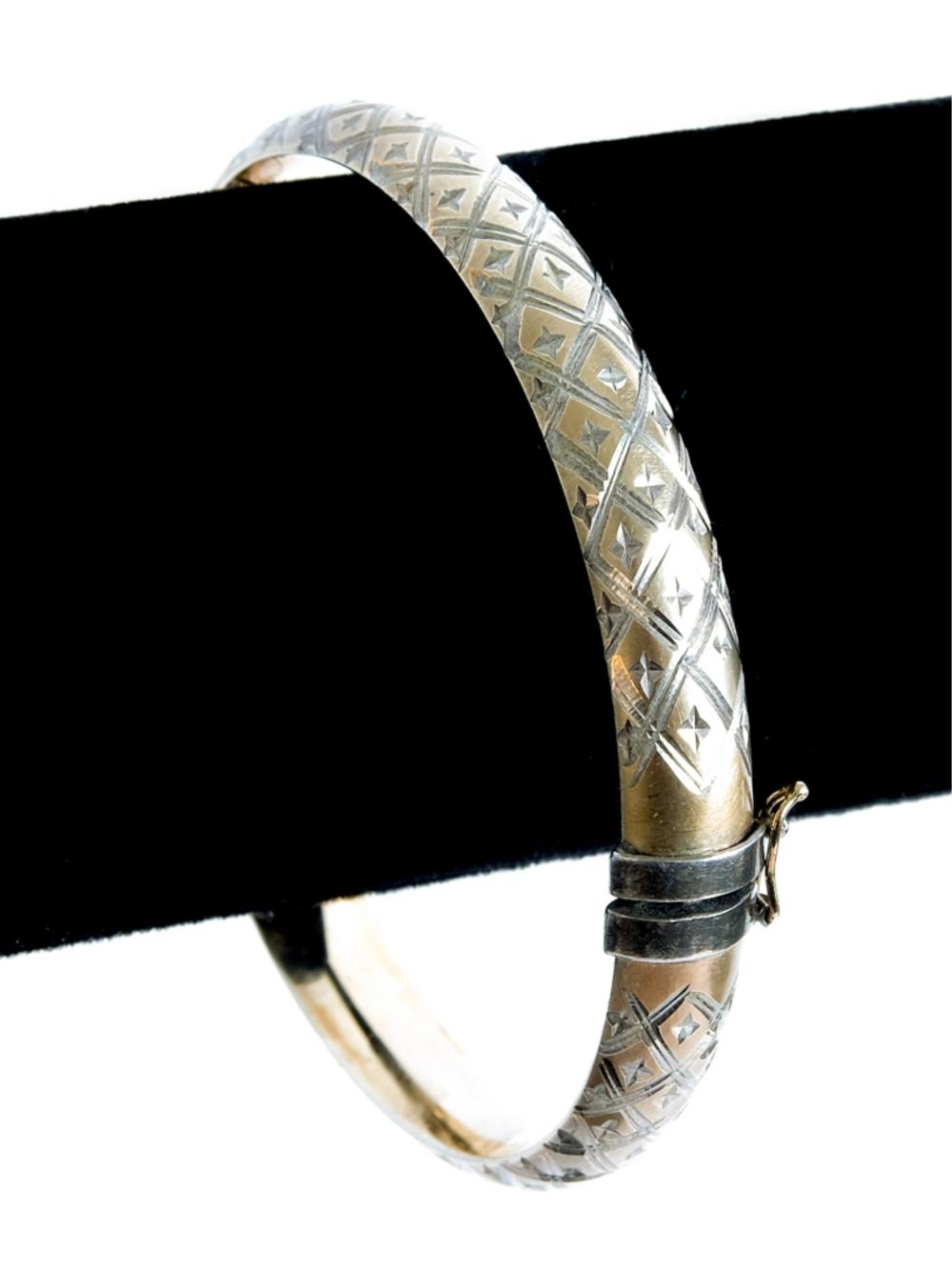 10K YELLOW GOLD & STERLING HINGED