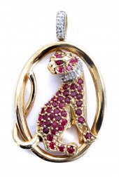 10K YG DIAMOND & RUBY FIGURAL