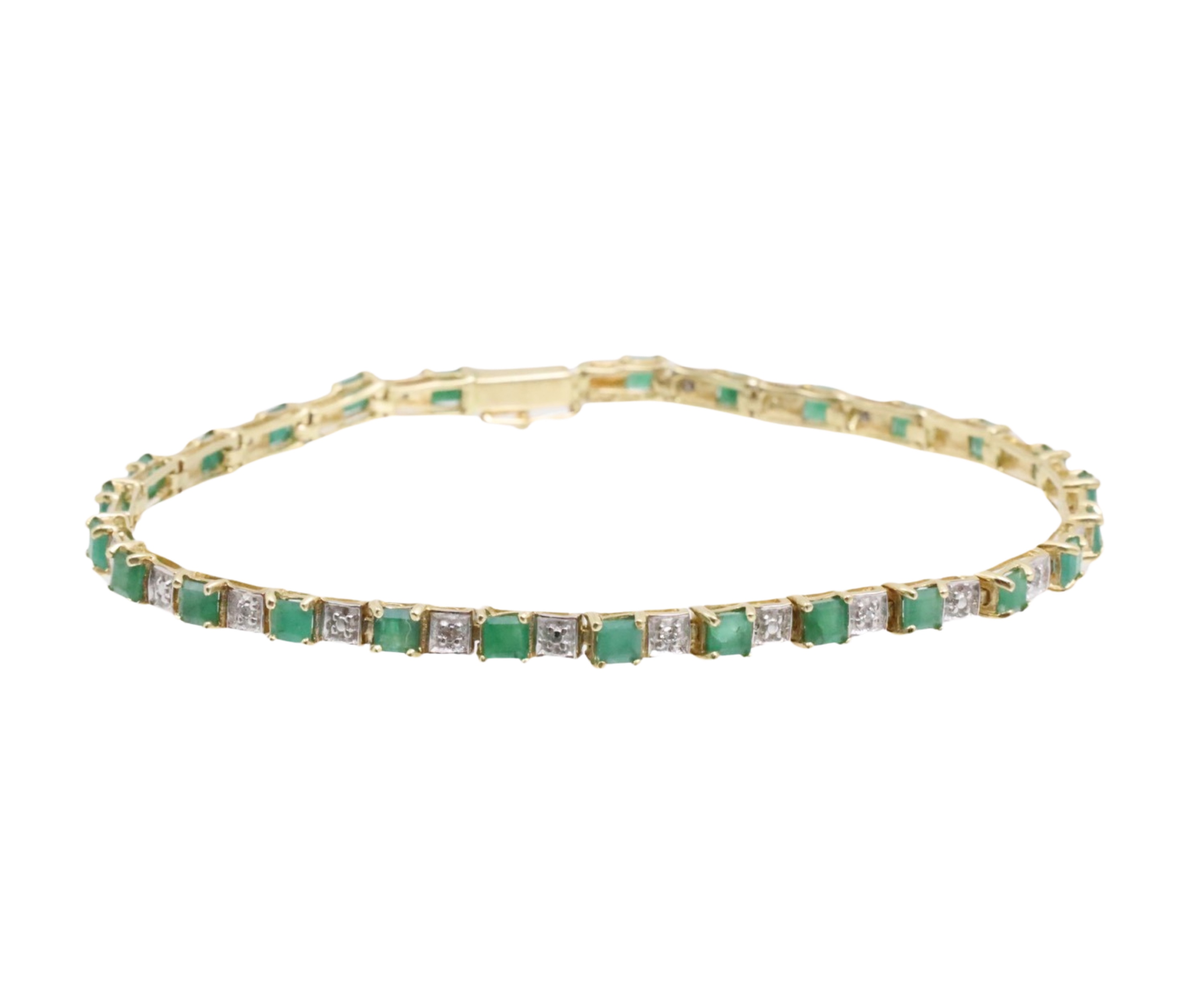 10K YG EMERALD & DIAMOND BRACELET