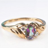 10K YG MYSTIC TOPAZ AND DIAMON