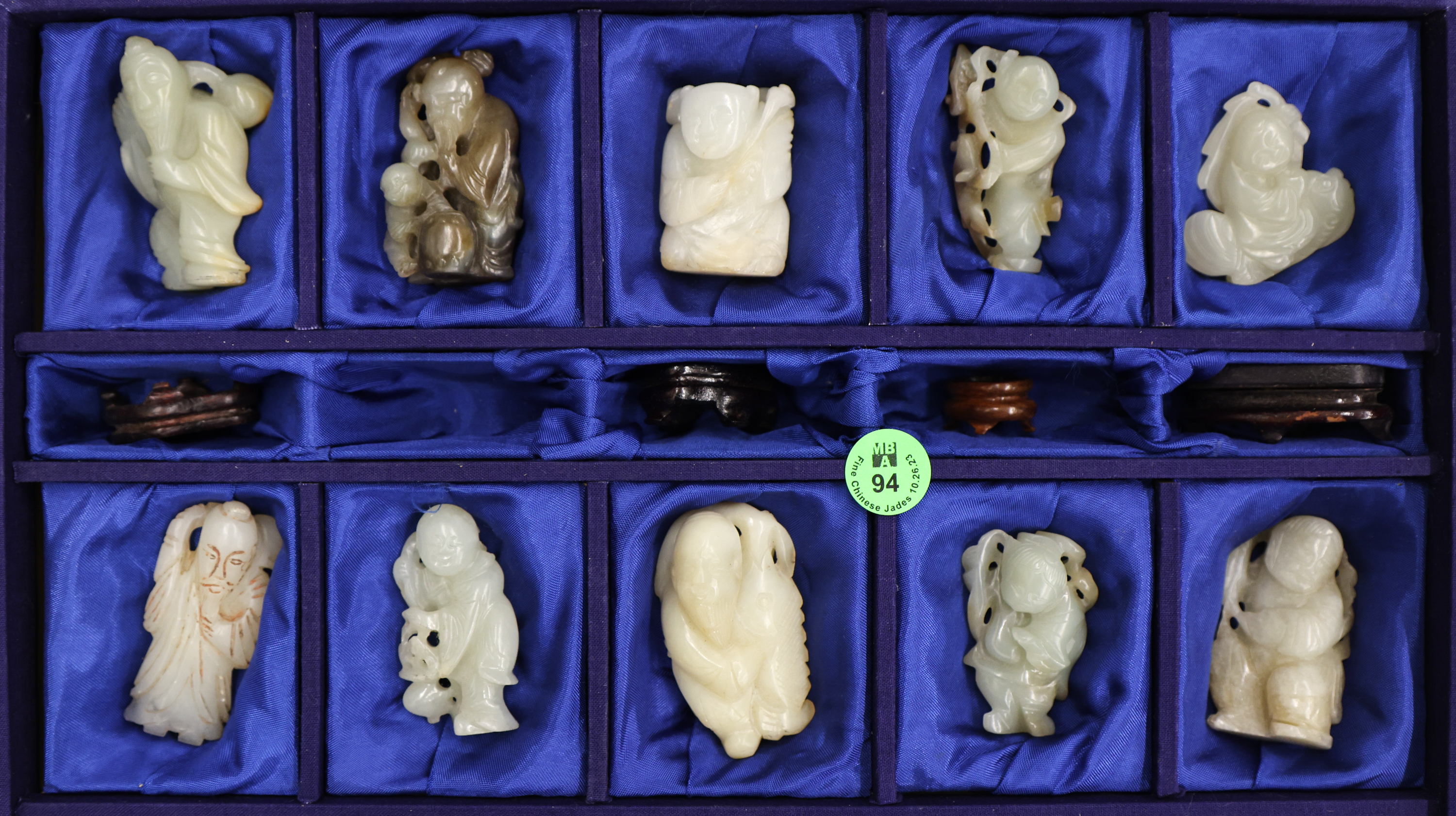 10pc Chinese Jade Elder & Figure
