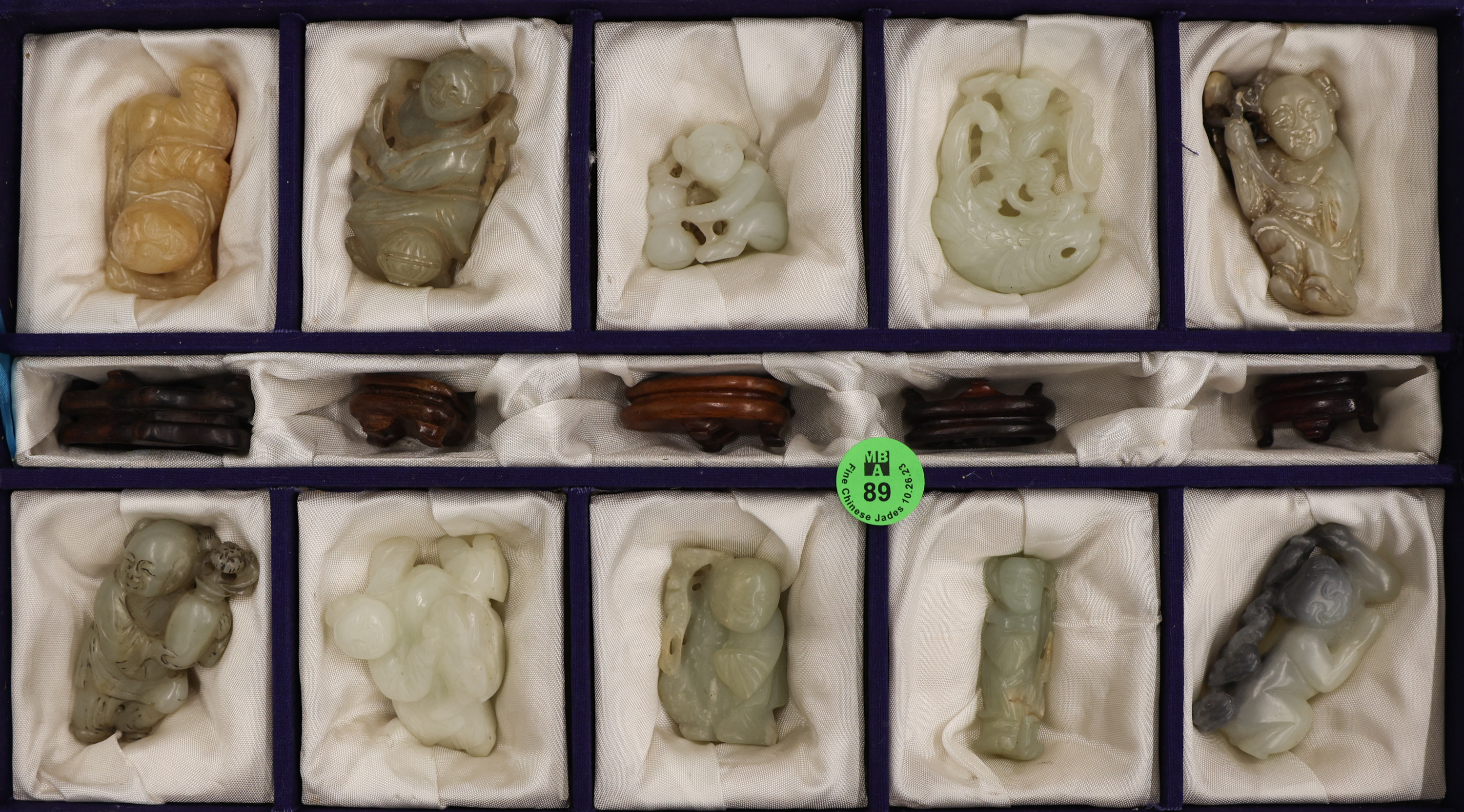 10pc Chinese Jade Standing & Seated
