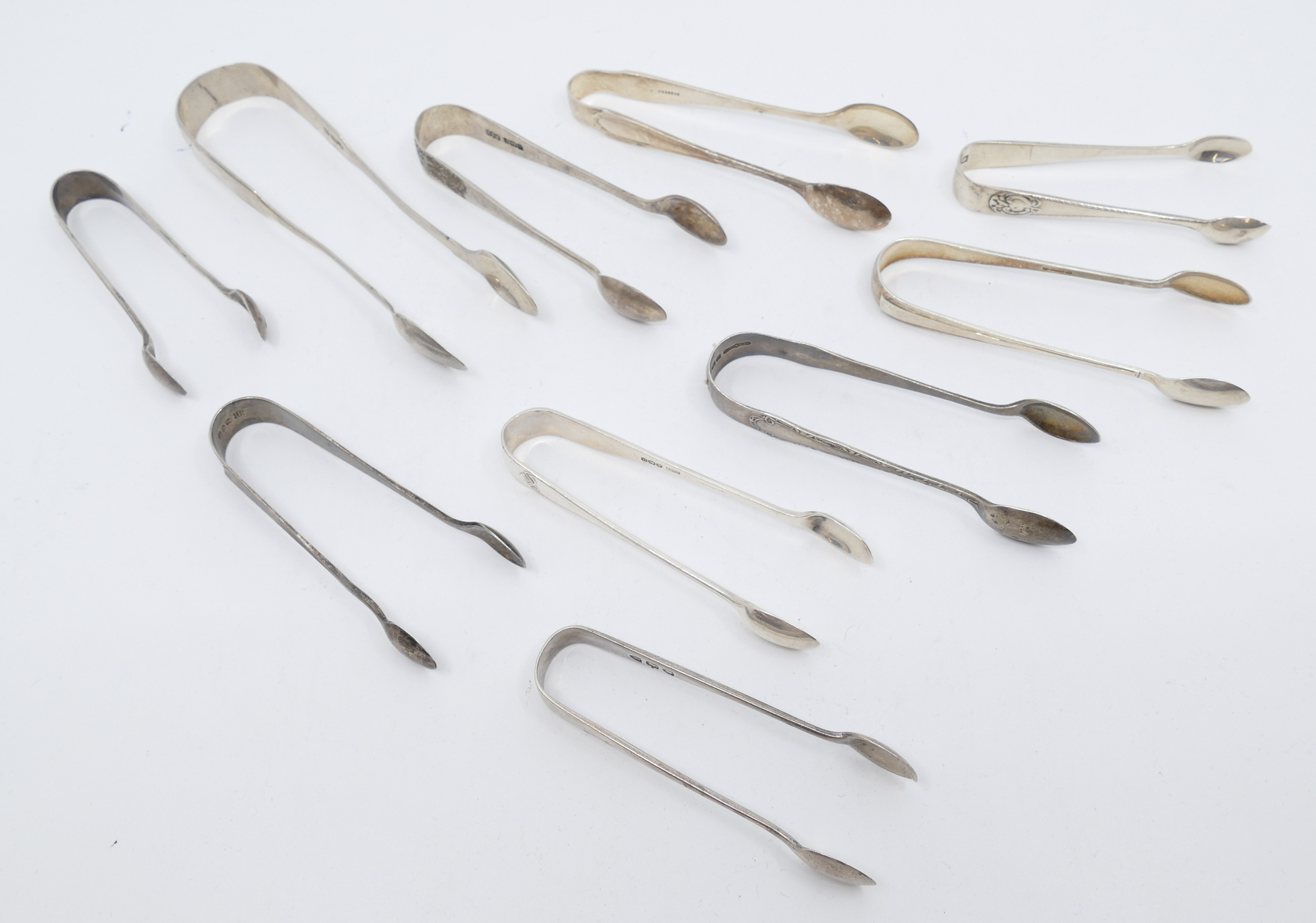 10pc English Sterling Tongs