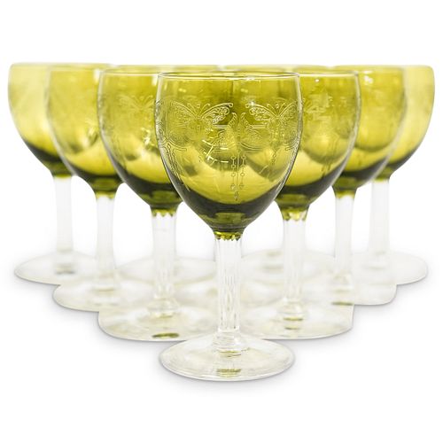 (10PC) GREEN DEPRESSION GLASS