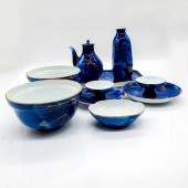 10PC JAPANESE FUKAGAWA COBALT