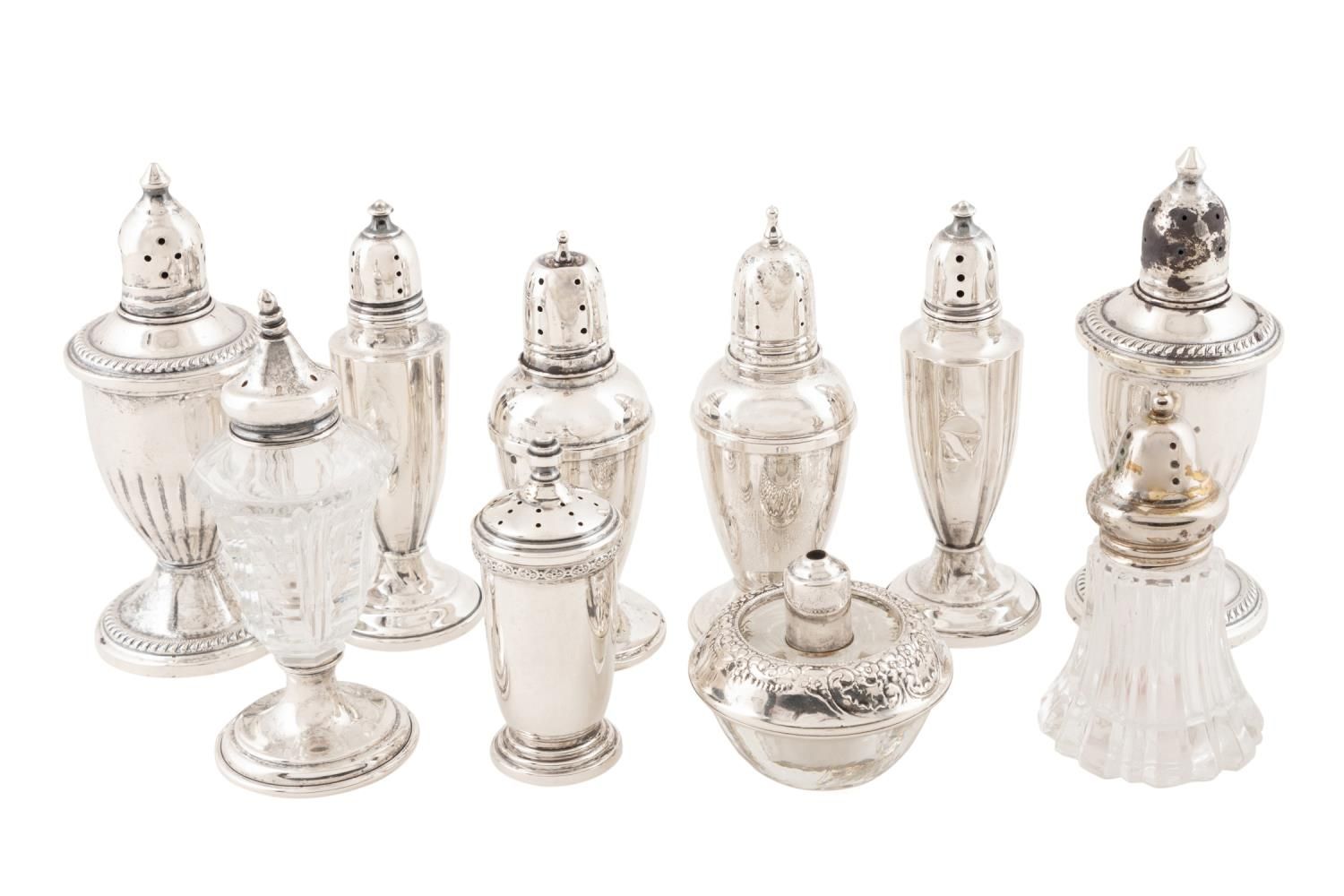 10PC STERLING SALT & PEPPER SHAKERS