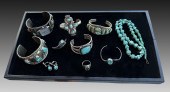 10PC TURQUOISE AND SILVER JEWE