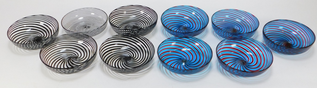 10PC VENETIAN SWIRLED ART GLASS