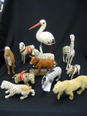11 Antique Animal Figurines in