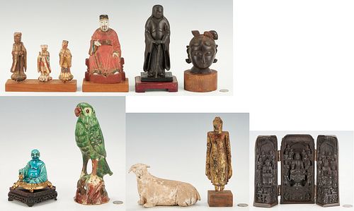 11 ASIAN DECORATIVE ITEMS, CARVED