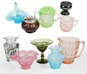 11 ASSORTED COLORED GLASS AND