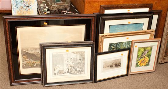 11 assorted framed prints