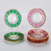 11 BOHEMIAN OVERLAY CUT GLASS