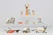 (11) Bronze painted cat and mo
