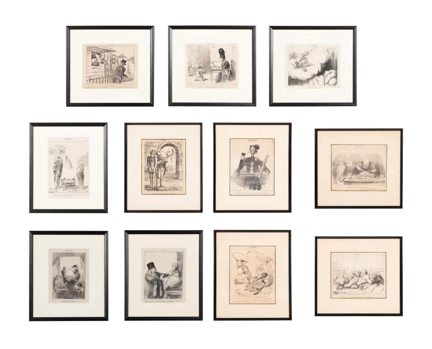 11 B&W SATIRICAL PRINTS AFTER