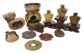 (11) CHINESE CARVED JADE & HAR