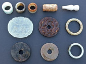 (11) CHINESE CARVED JADE BI, T