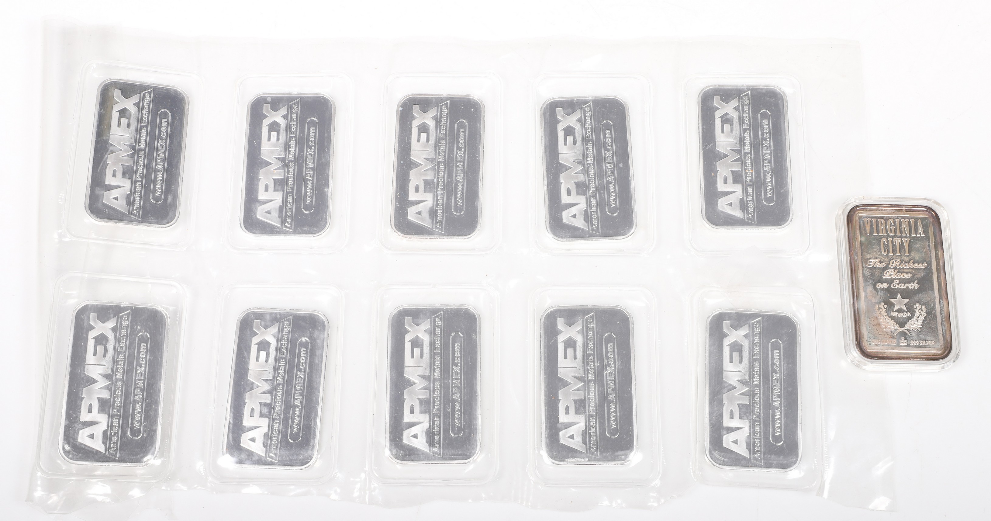 (11) Fine silver ingots, (10)
