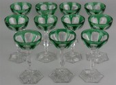 11 FRENCH GREEN-CASED CUT CRYS